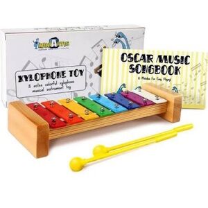 🟢Brand New MINIARTIS Colorful Wooden Xylophone with Mallets & Songbook